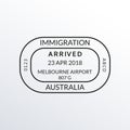 Melbourne passport stamp. Australia airport visa stamp or immigration sign. Custom control cachet. Vector illustration. Royalty Free Stock Photo